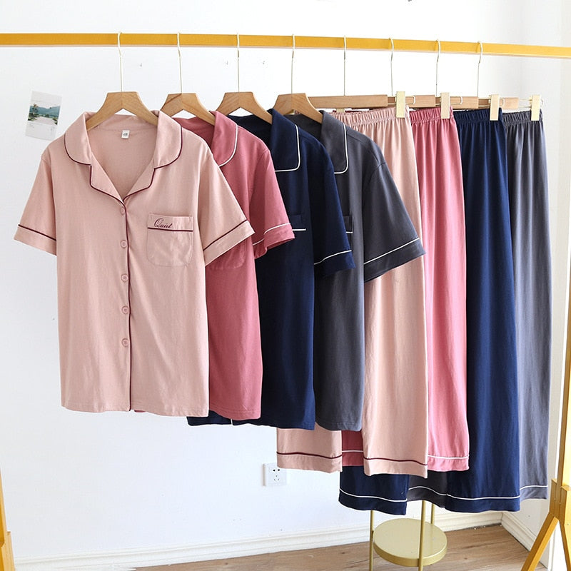 The Solid Half Sleeves Set Original Pajamas-Original Pajamas