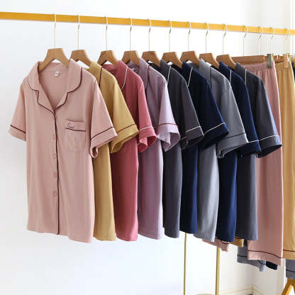 The Solid Half Sleeves Set Original Pajamas-Original Pajamas