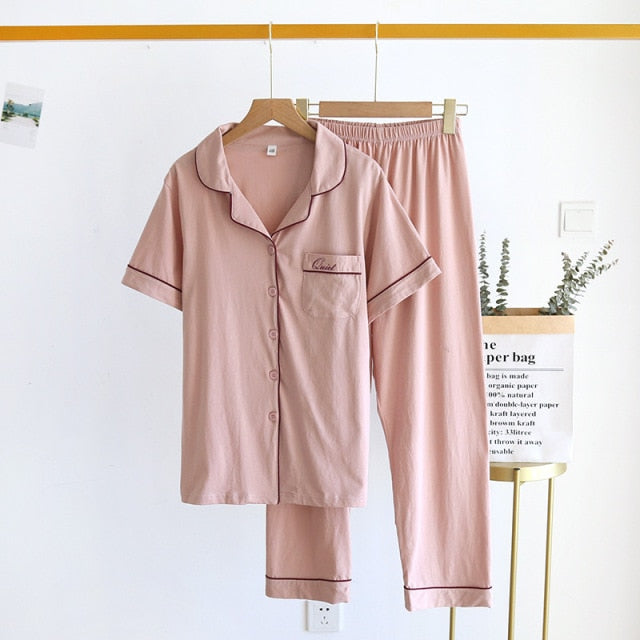 The Solid Half Sleeves Set Original Pajamas-Original Pajamas