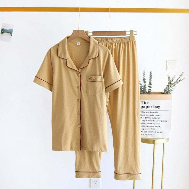 The Solid Half Sleeves Set Original Pajamas-Original Pajamas