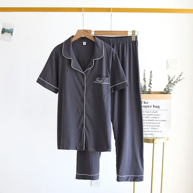 The Solid Half Sleeves Set Original Pajamas-Original Pajamas