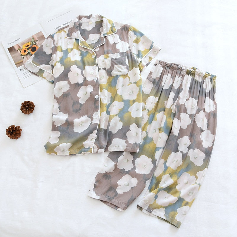 The Half Sleeved Cropped Pants 2 Piece Sleepwear-Original Pajamas