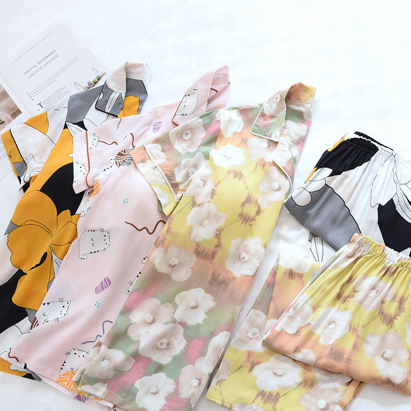 The Half Sleeved Cropped Pants 2 Piece Sleepwear-Original Pajamas