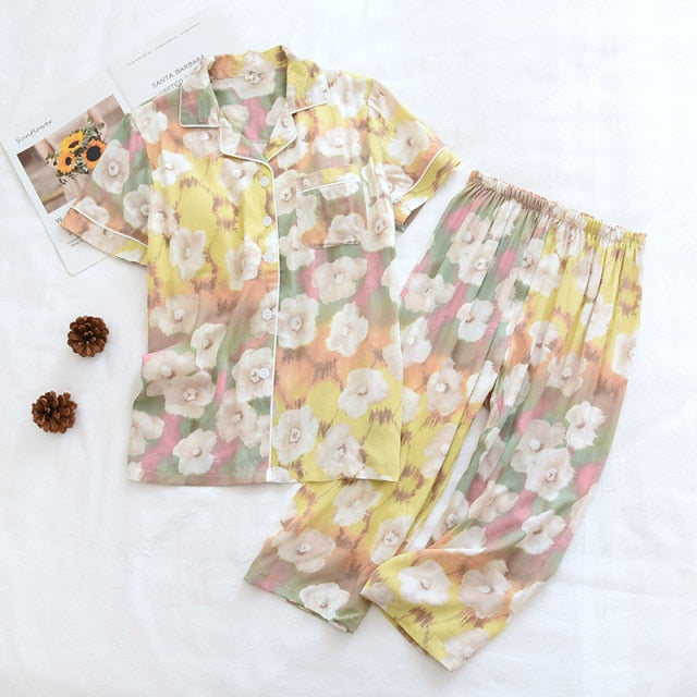 The Half Sleeved Cropped Pants 2 Piece Sleepwear-Original Pajamas