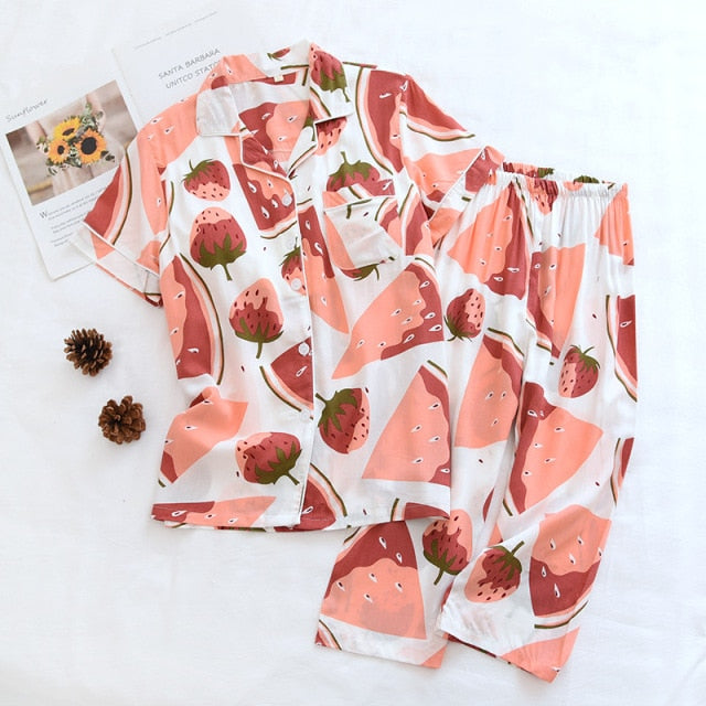 The Half Sleeved Cropped Pants 2 Piece Sleepwear-Original Pajamas