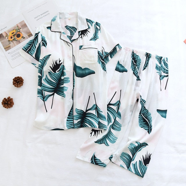 The Half Sleeved Cropped Pants 2 Piece Sleepwear-Original Pajamas
