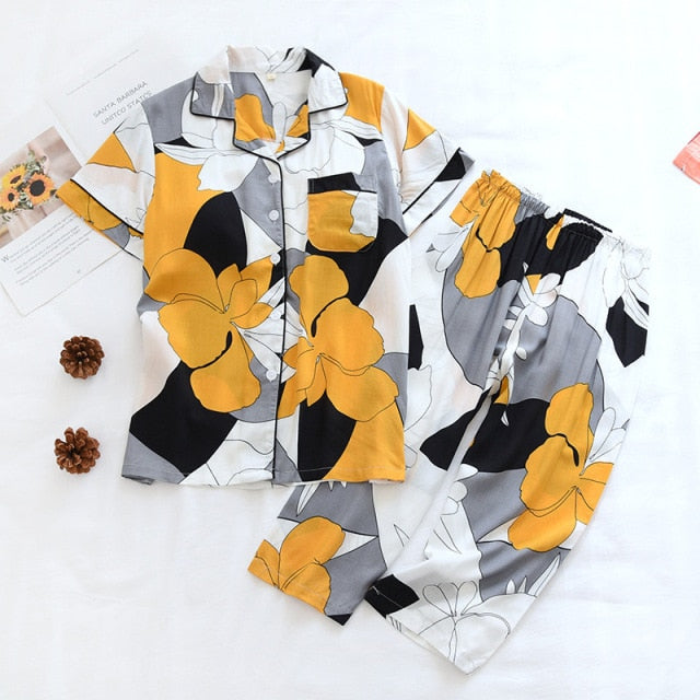 The Half Sleeved Cropped Pants 2 Piece Sleepwear-Original Pajamas