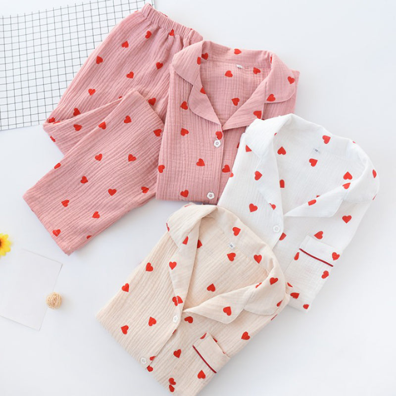 The Red Heart Print Pajama Set 2 Piece Sleepwear-Original Pajamas