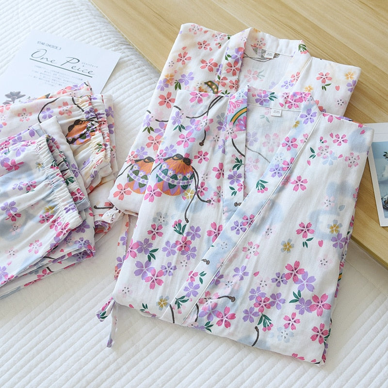 The Floral White Kimono Original Pajamas-Original Pajamas