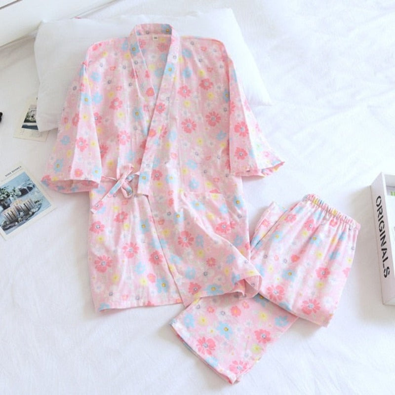 The Floral White Kimono Original Pajamas-Original Pajamas