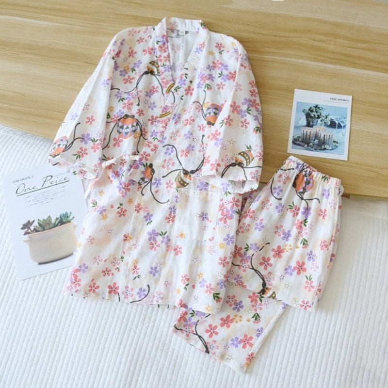 The Floral White Kimono Original Pajamas-Original Pajamas