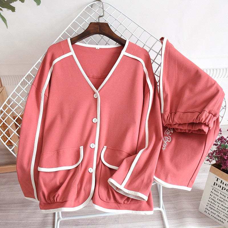 The V-Neck Solid Original Pajamas-Original Pajamas