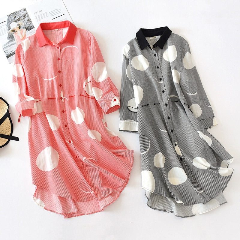The Polka-Dot Buttoned Solid Original Pajamas-Original Pajamas