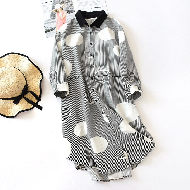 The Polka-Dot Buttoned Solid Original Pajamas-Original Pajamas