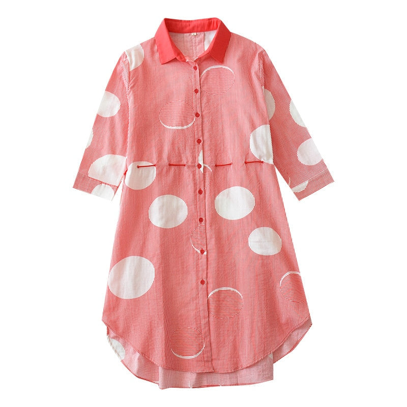 The Polka-Dot Buttoned Solid Original Pajamas-Original Pajamas