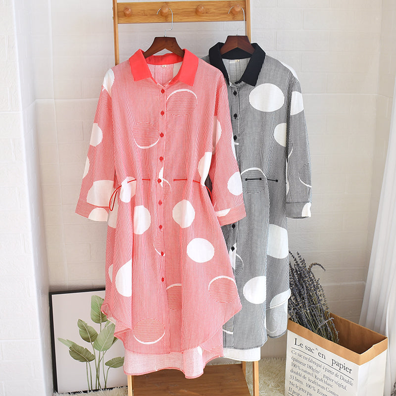 The Polka-Dot Buttoned Solid Original Pajamas-Original Pajamas