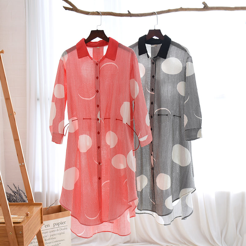 The Polka-Dot Buttoned Solid Original Pajamas-Original Pajamas