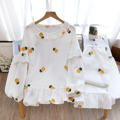 The Fruits Embroidery Pajama Set Original Pajamas-Original Pajamas