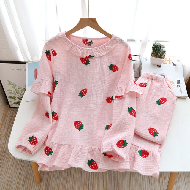 The Fruits Embroidery Pajama Set Original Pajamas-Original Pajamas