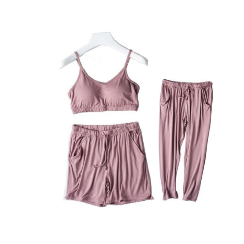 The Sling Top Best Female Pajamas Loungewear 3 Piece-Original Pajamas