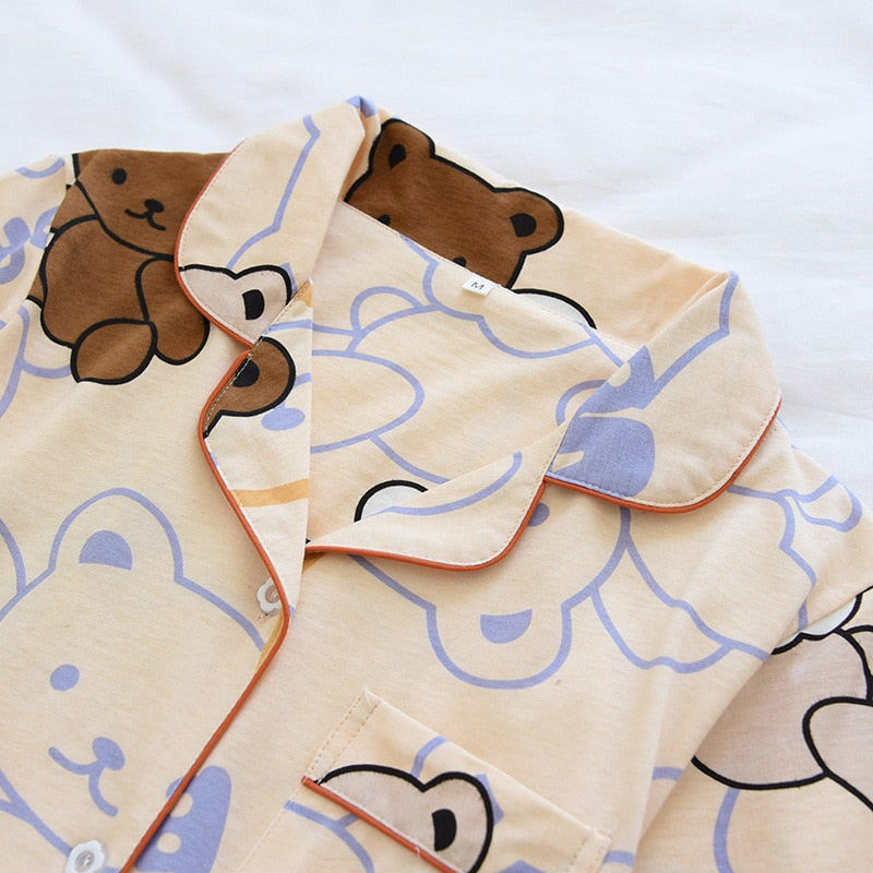 The Cute Cartoon Print Pajama Set Shorts Original Pajamas-Original Pajamas