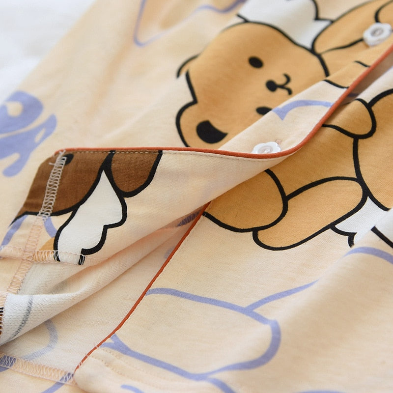 The Cute Cartoon Print Pajama Set Shorts Original Pajamas-Original Pajamas