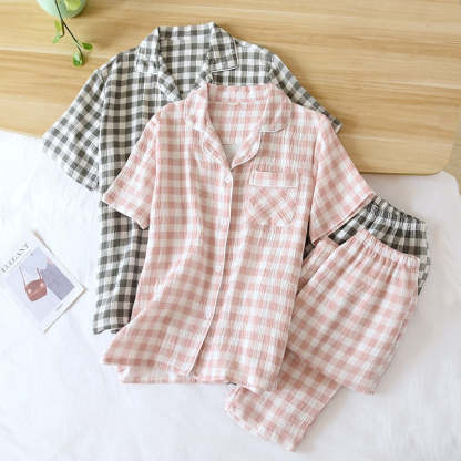 The Short Sleeve Plaid Original Pajamas-Original Pajamas