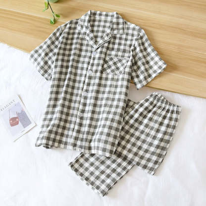 The Short Sleeve Plaid Original Pajamas-Original Pajamas