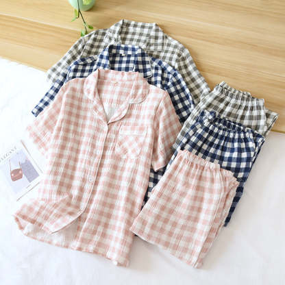 The Short Sleeve Plaid Original Pajamas-Original Pajamas