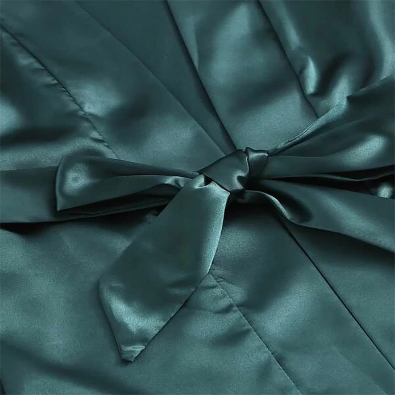 New Green 3 Piece Set For Women Satin Sleepwear Night Suit-Original Pajamas