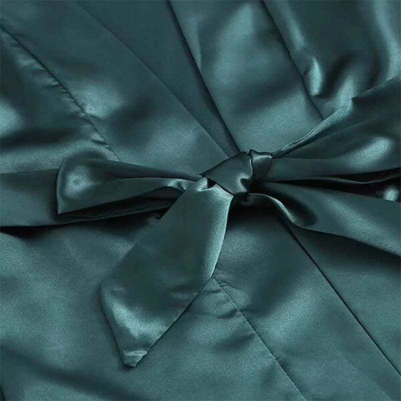 New Green 3 Piece Set For Women Satin Sleepwear Night Suit-Original Pajamas