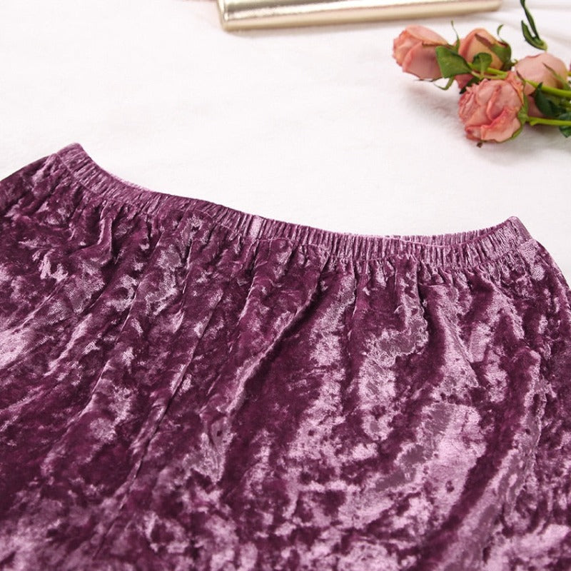 The Velvet Laced Short Pajama Set 3 Piece Pj Set Women-Original Pajamas