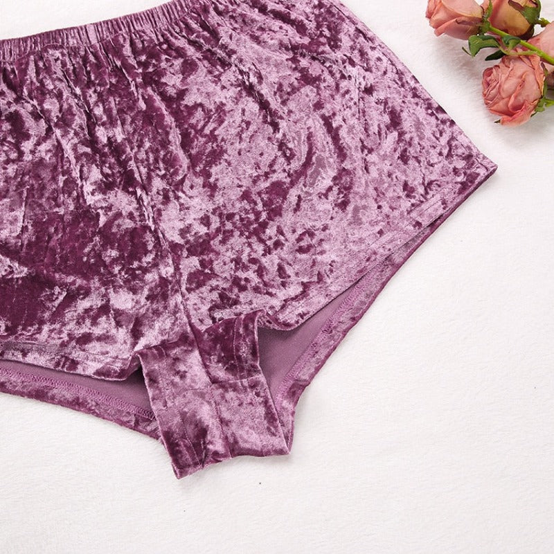 The Velvet Laced Short Pajama Set 3 Piece Pj Set Women-Original Pajamas