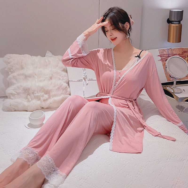The Soft Bathrobe 3 Piece Pyjama Set Womens-Original Pajamas