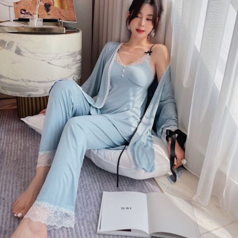 The Soft Bathrobe 3 Piece Pyjama Set Womens-Original Pajamas