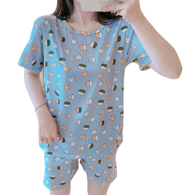The Three Piece Floral Print Original Pajamas-Original Pajamas
