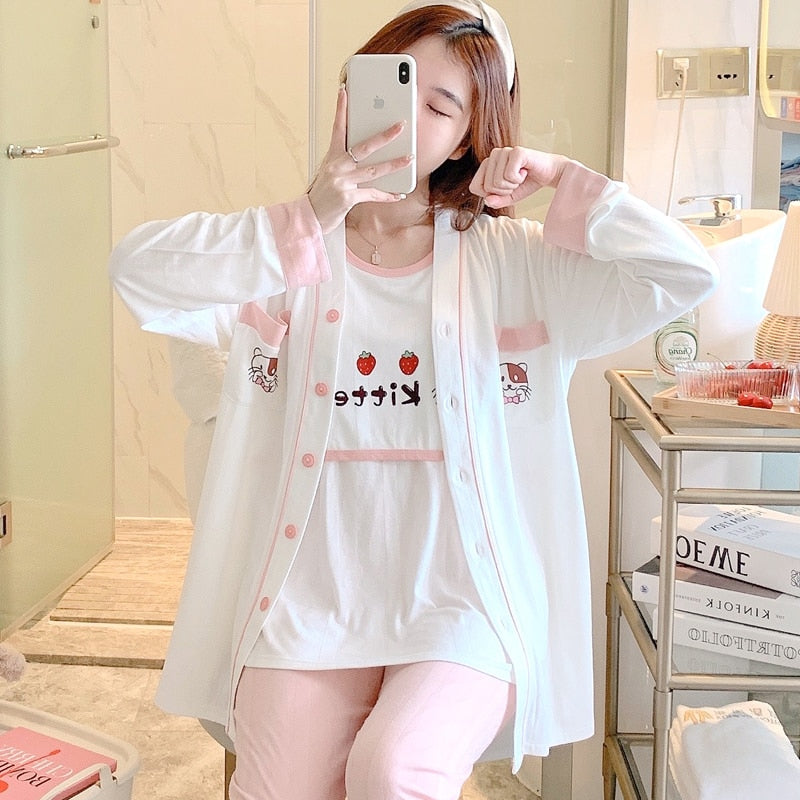 White Sleep Original Pajamas Summer 3 Piece Pj Set-Original Pajamas