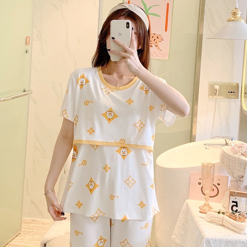 The Printed Pregnancy Cotton Original Pajamas-Original Pajamas