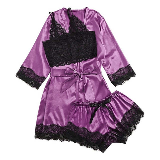 Viscose Floral 3 Piece Pajamas Homesuit Summer And Spring-Original Pajamas