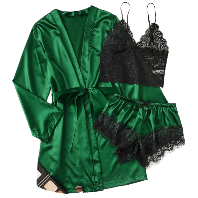 Viscose Floral 3 Piece Pajamas Homesuit Summer And Spring-Original Pajamas