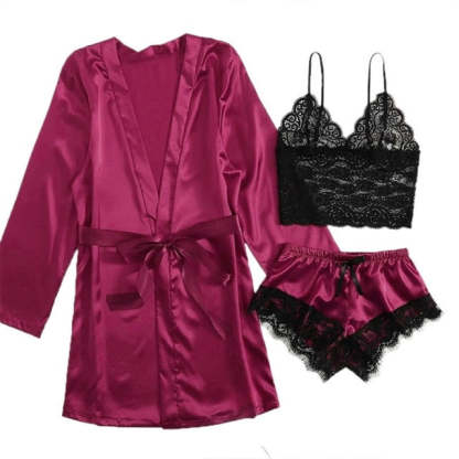 Viscose Floral 3 Piece Pajamas Homesuit Summer And Spring-Original Pajamas