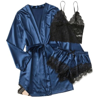 Viscose Floral 3 Piece Pajamas Homesuit Summer And Spring-Original Pajamas
