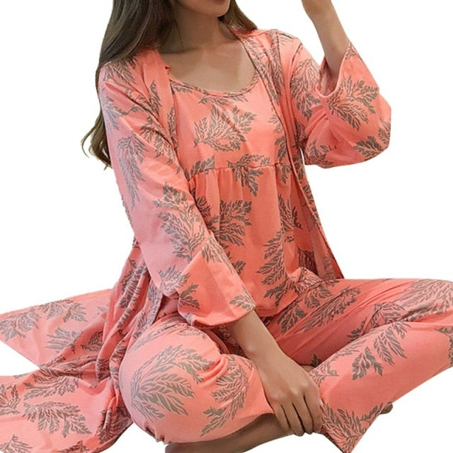 3 Piece Pajama Set Womens Spring And Summer Wear-Original Pajamas
