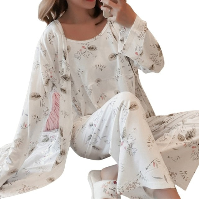 3 Piece Pajama Set Womens Spring And Summer Wear-Original Pajamas