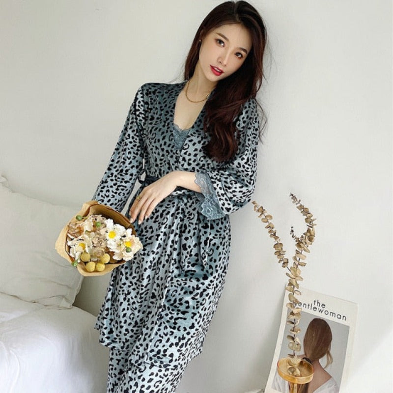 The Leopard Print 3 Piece Pajama Set Original Pajamas-Original Pajamas