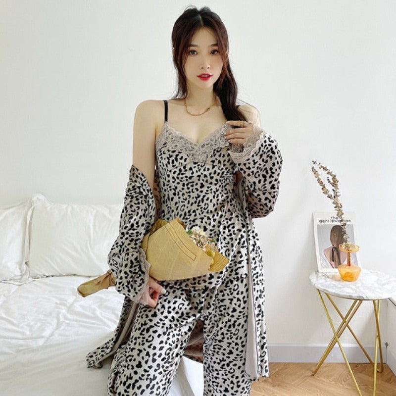 The Leopard Print 3 Piece Pajama Set Original Pajamas-Original Pajamas