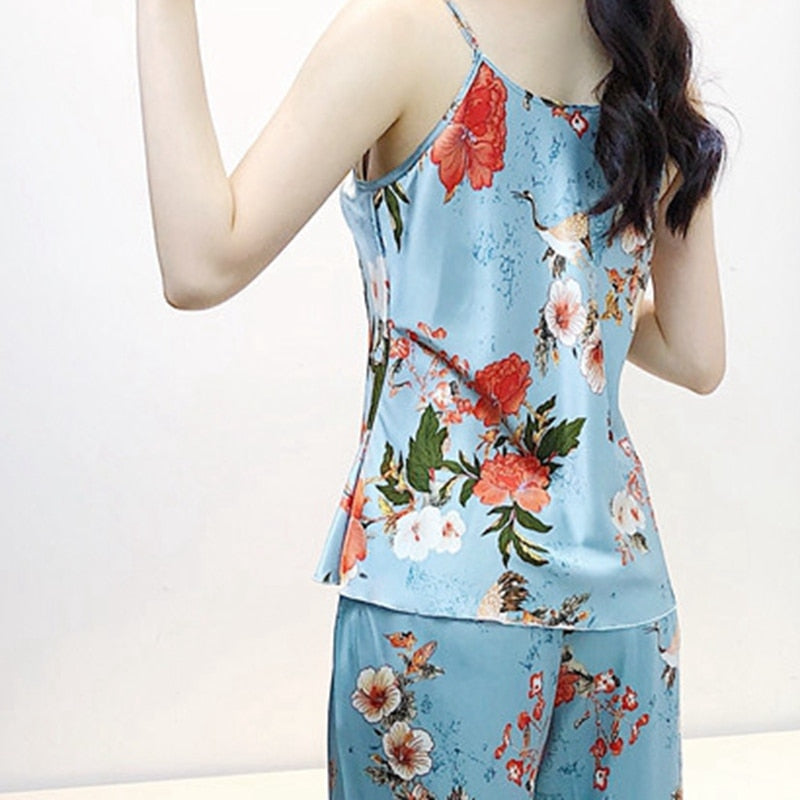 The Floral Print Long Cardigan Pajama Set Original Pajamas-Original Pajamas