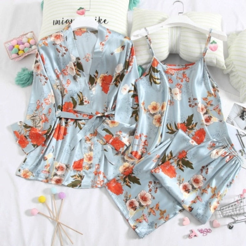 The Floral Print Long Cardigan Pajama Set Original Pajamas-Original Pajamas
