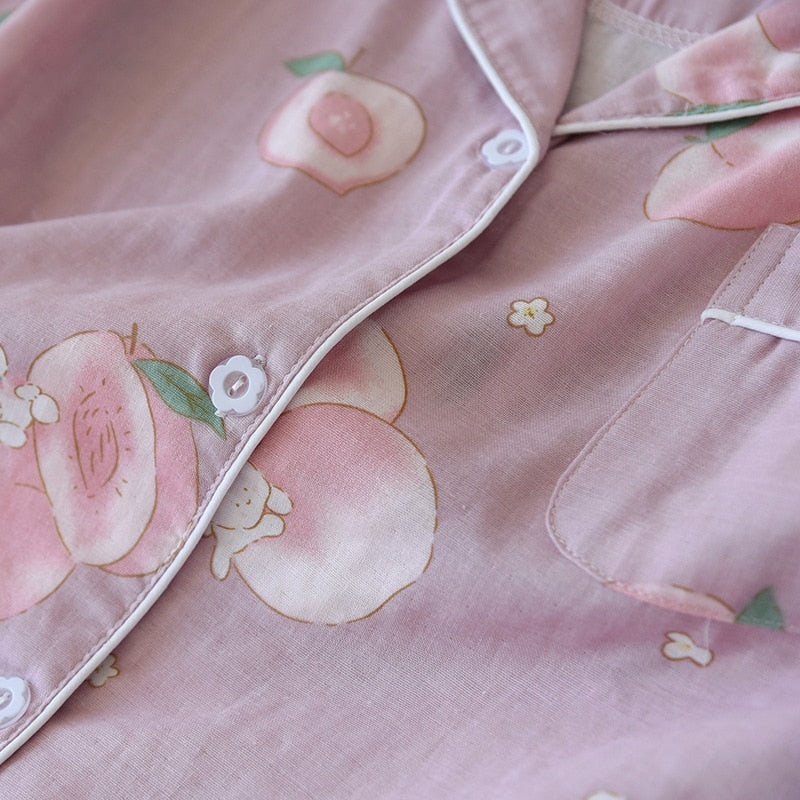 The Cartoon Fruit Print 3 Piece Vibrant Women Pajama Set-Original Pajamas