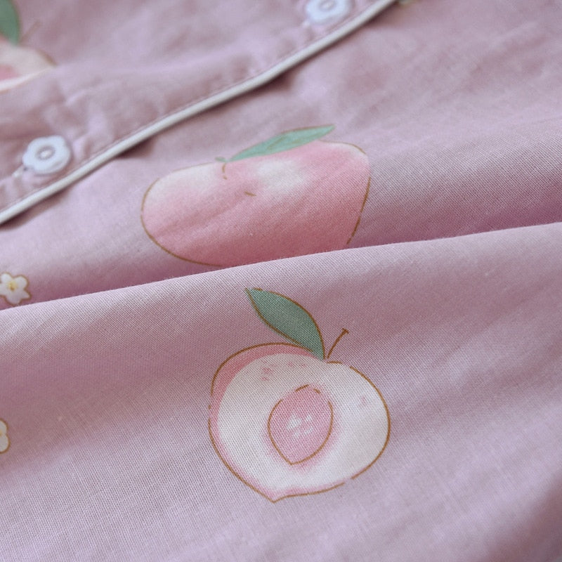 The Cartoon Fruit Print 3 Piece Vibrant Women Pajama Set-Original Pajamas